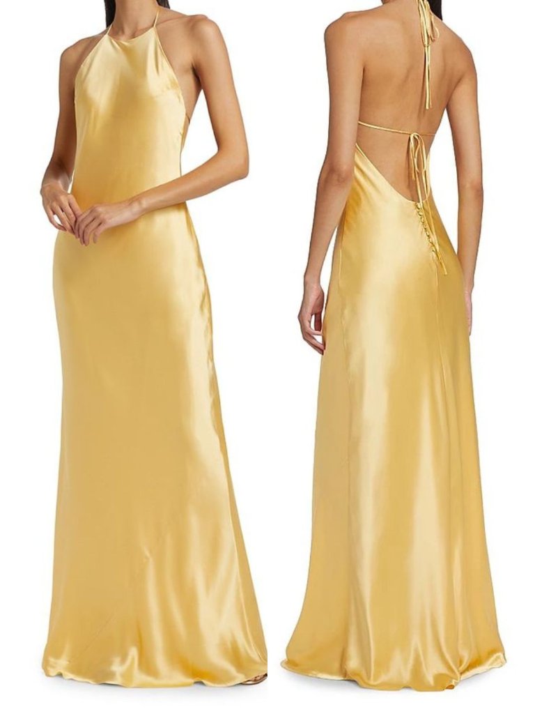 Nwt Reformation Jeany Silk Dress Halter Open Back Maxi Gown L